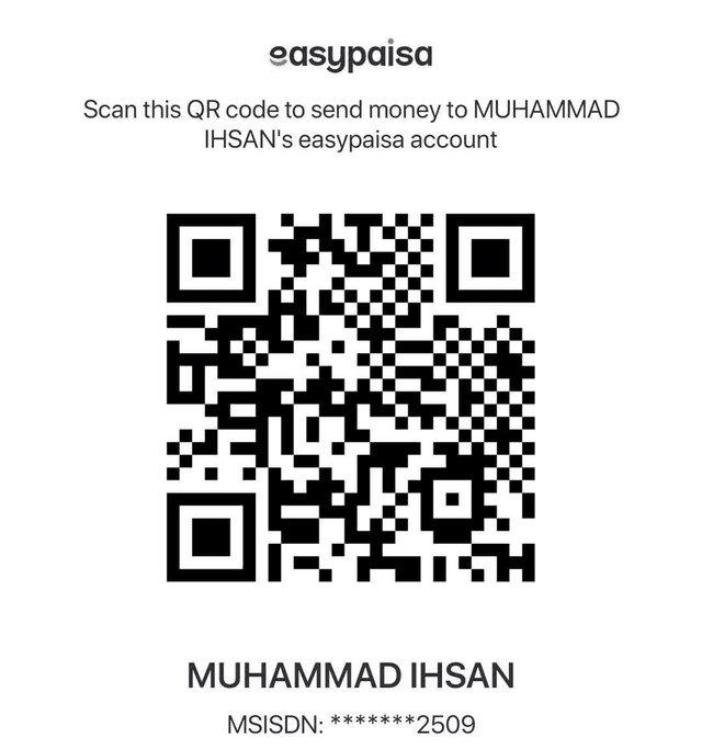 Easypaisa QR code to send payment